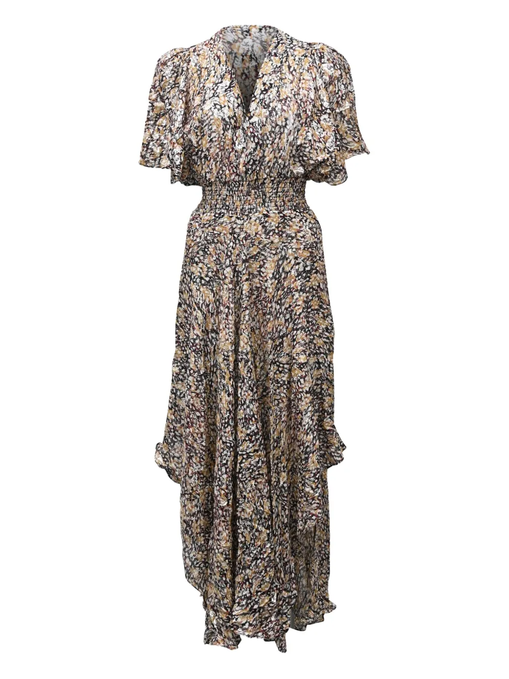 Maje Rachelle floral print smocked midi dress - ブラック