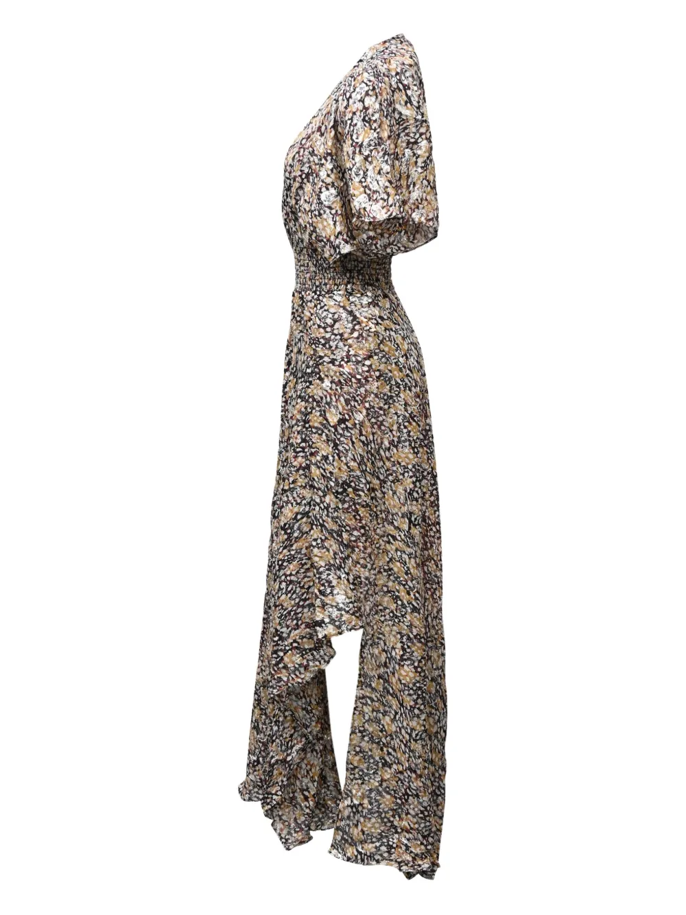 Maje Rachelle gesmockte midi-jurk met bloemenprint - Zwart