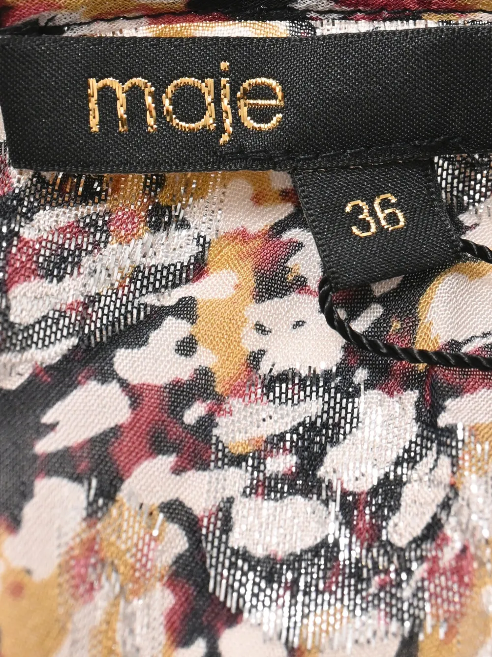 Pre-owned Maje Rachelle Floral Print Smocked Midi Dress In Black