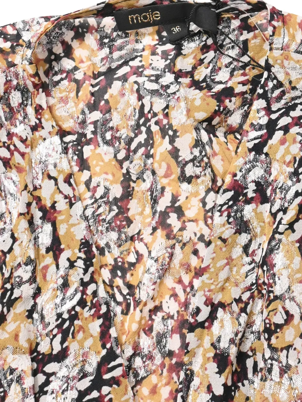 Pre-owned Maje Rachelle Floral Print Smocked Midi Dress In Black