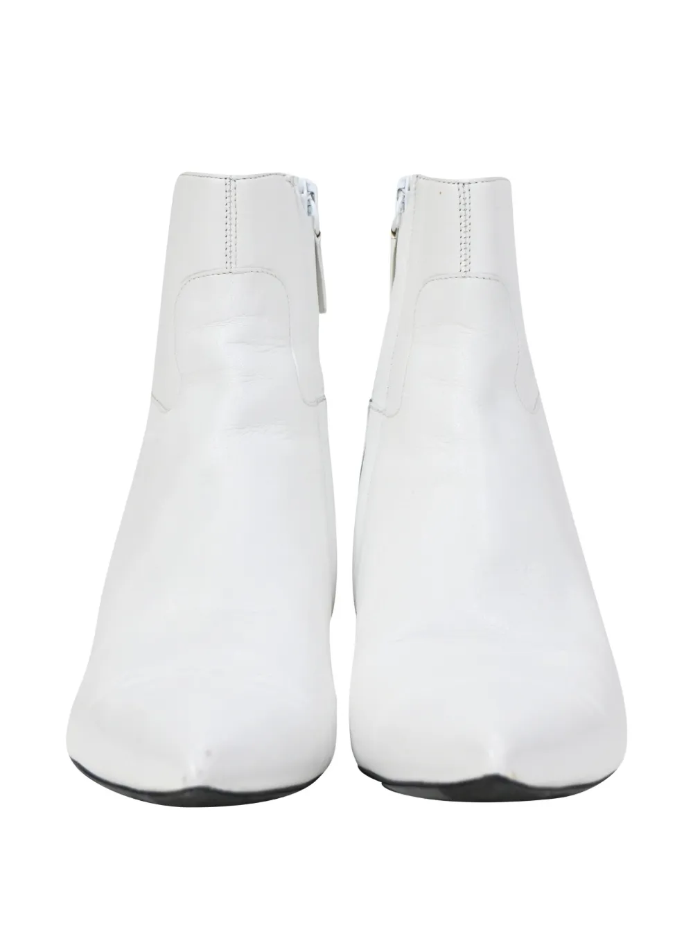 Pre-owned Balenciaga 40mm Slanted-heel Ankle Boots In White