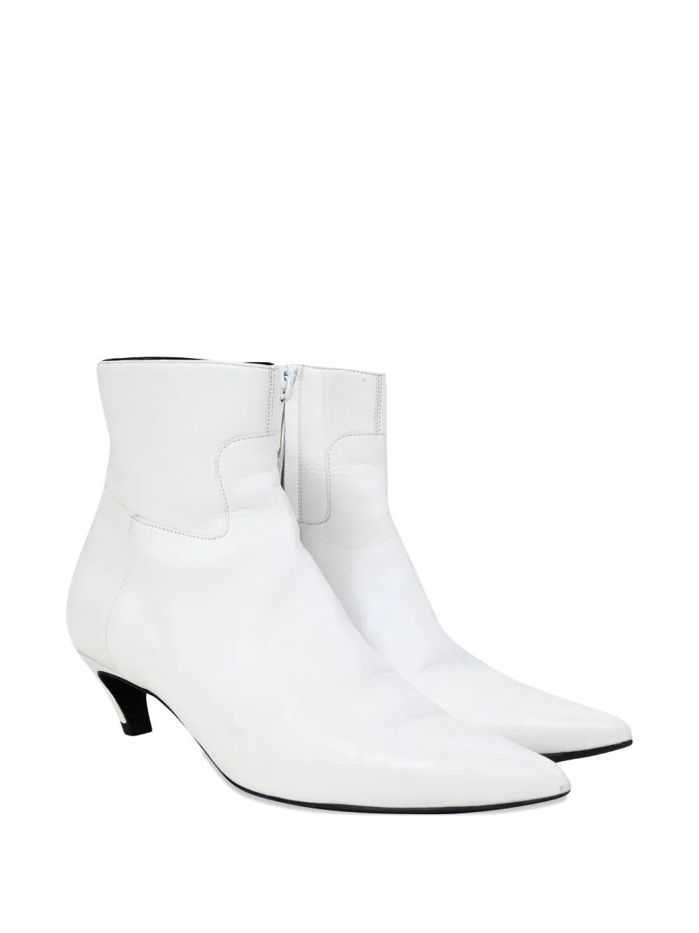 Pre-owned Balenciaga 40mm Slanted-heel Ankle Boots In White