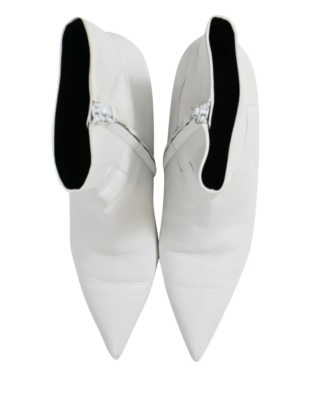 Pre-owned Balenciaga 40mm Slanted-heel Ankle Boots In White