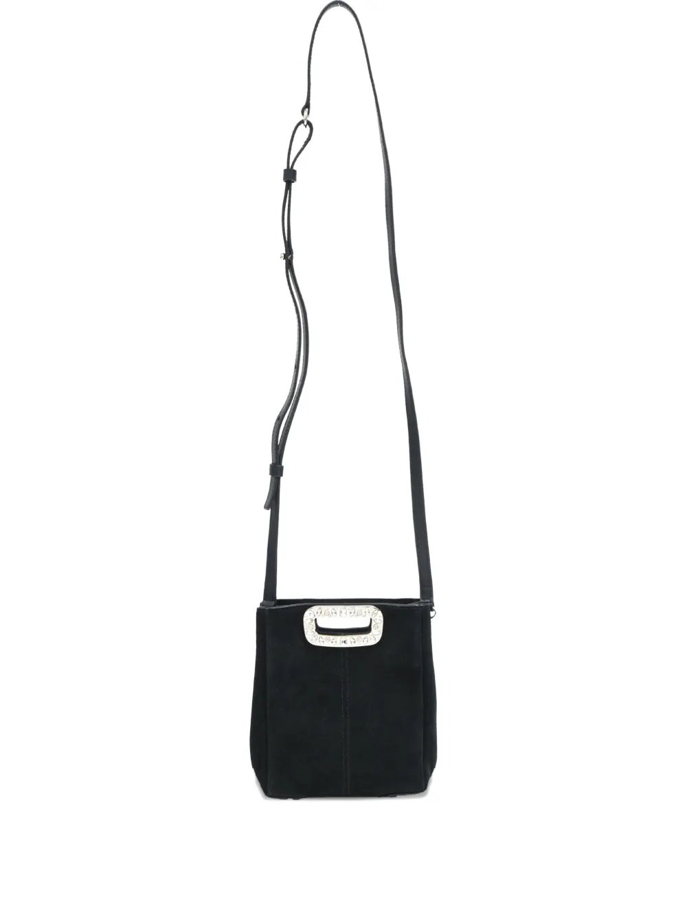 Pre-owned Maje Mini M Skin Crystal-embellished Tote Bag In Black