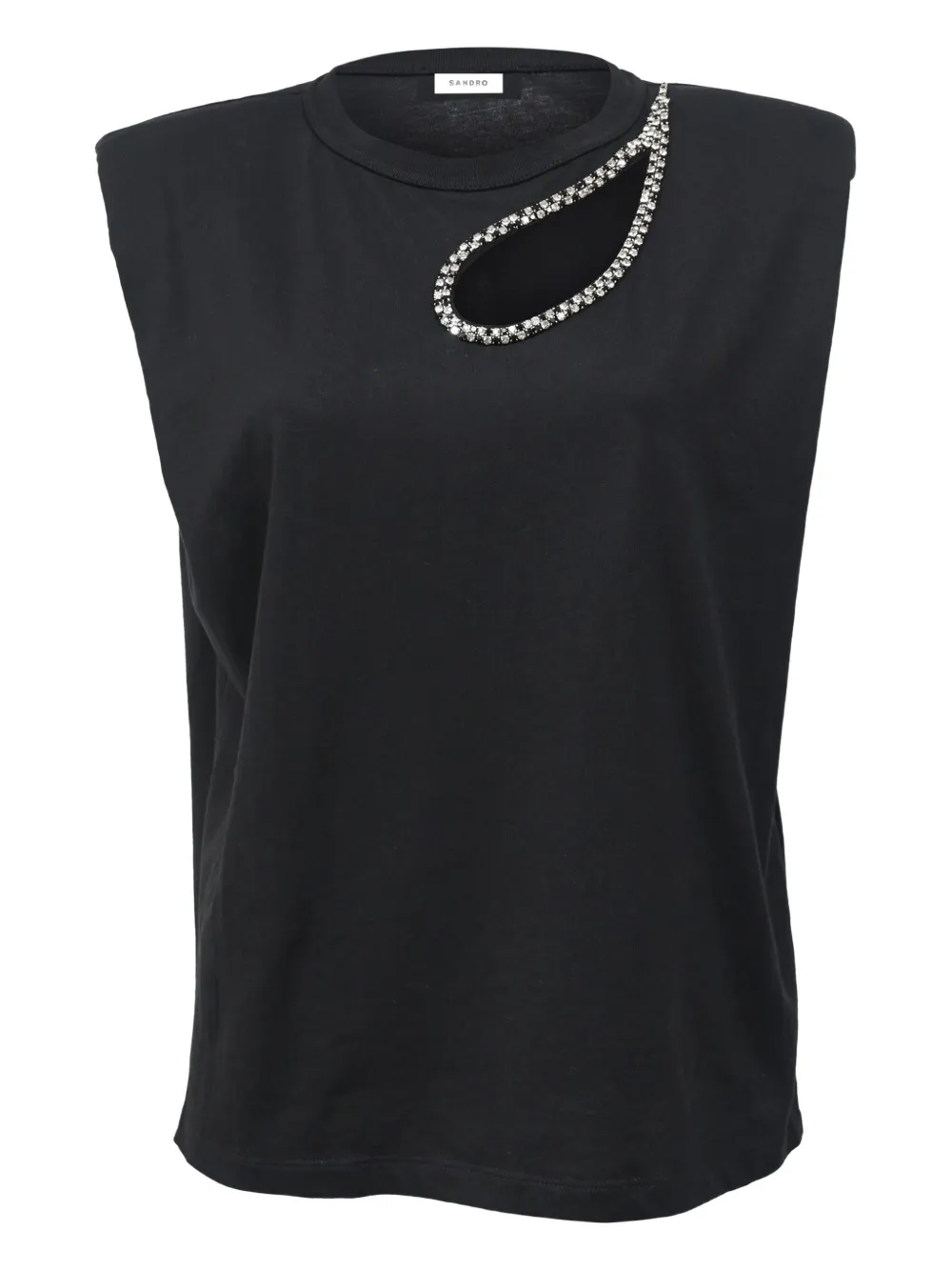 SANDRO Pre-owned Rhinestone Teardrop T-shirt In Black