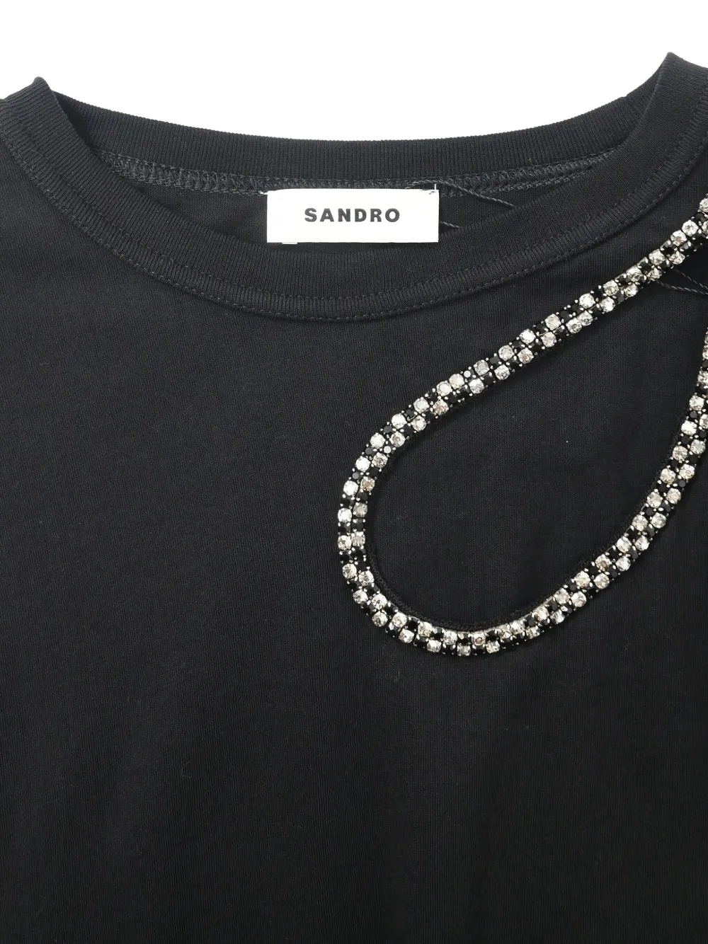 SANDRO Pre-owned Rhinestone Teardrop T-shirt In Black