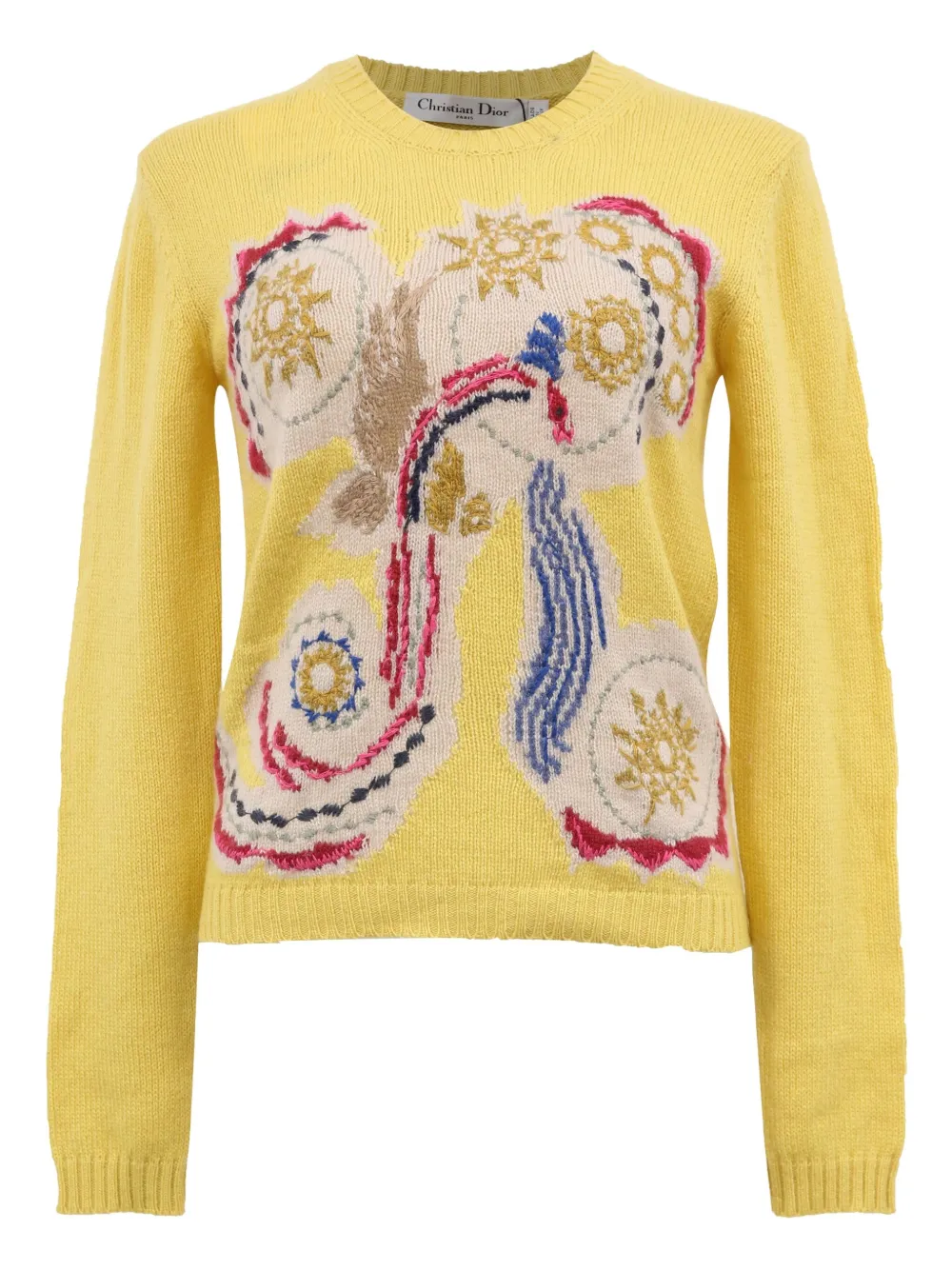 Pre-owned Dior Embroidered Crewneck Sweater In Yellow