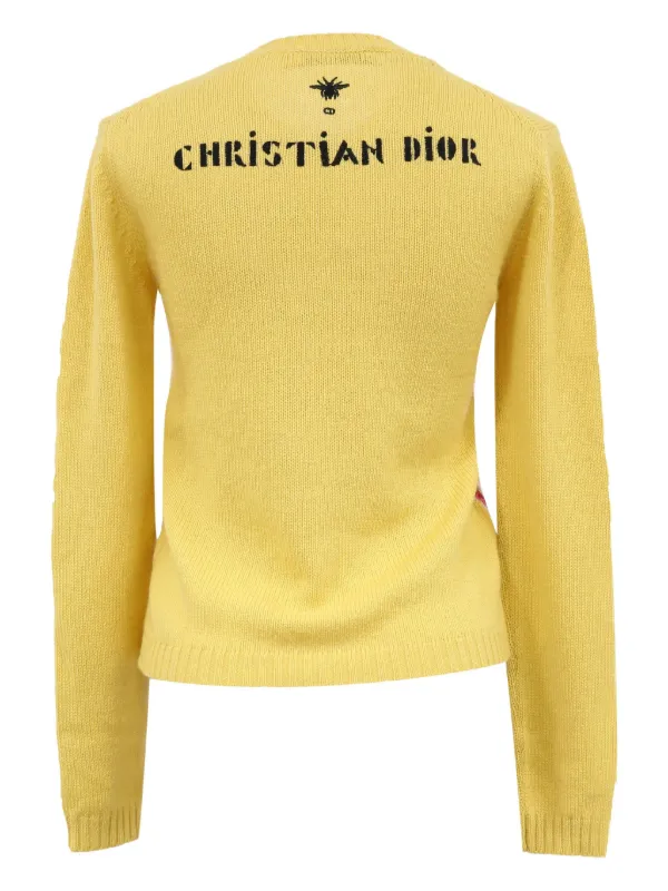 Christian Dior Pre-Owned Embroidered Crewneck Sweater | Yellow