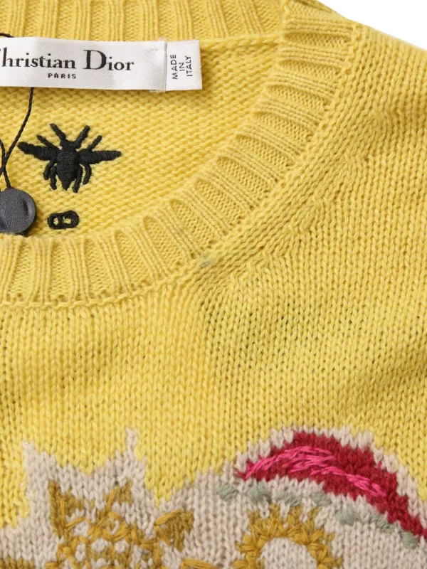 Christian Dior Pre-Owned Embroidered Crewneck Sweater | Yellow