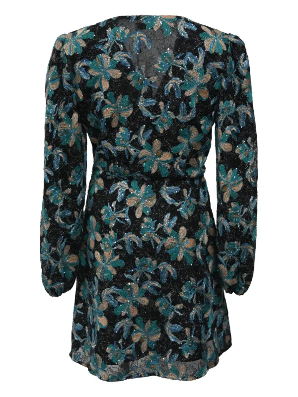 Sandro Embroidered Long-sleeve Mini Dress - Black