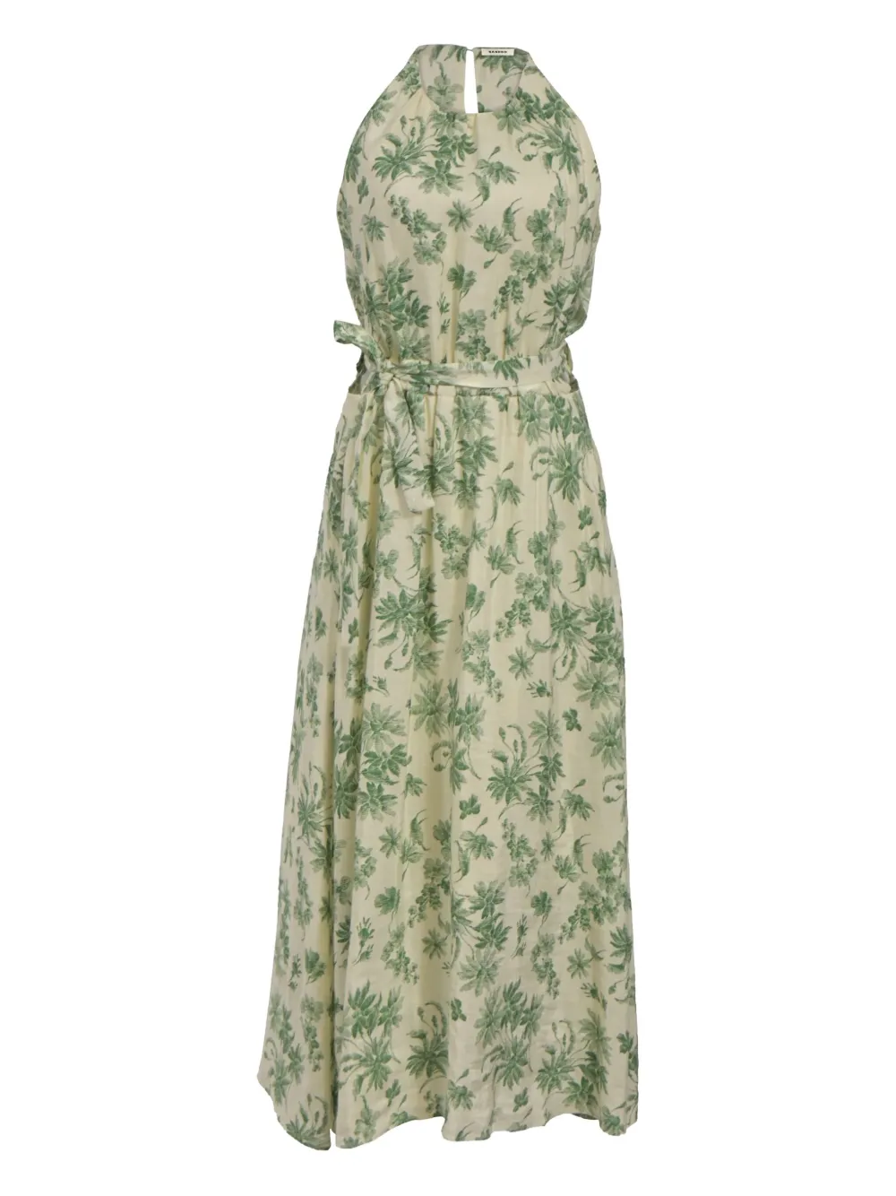 SANDRO palm-print midi dress - ニュートラル