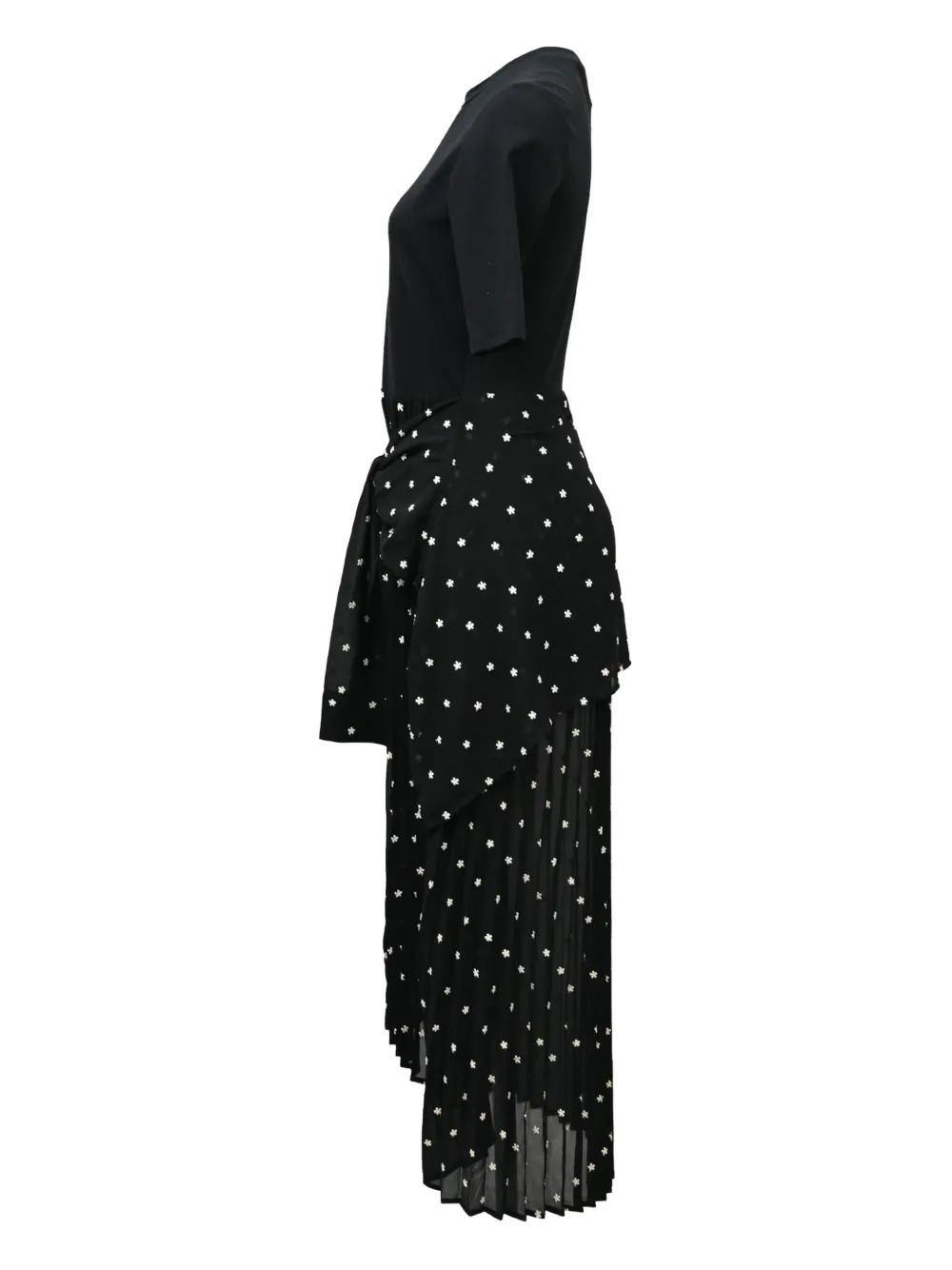 MAJE Pre-owned Rivolo Pleated-star Midi Dress In Black