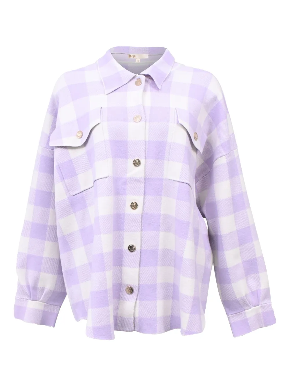 Maje Michael checkered flap-pocket shirt jacket - パープル