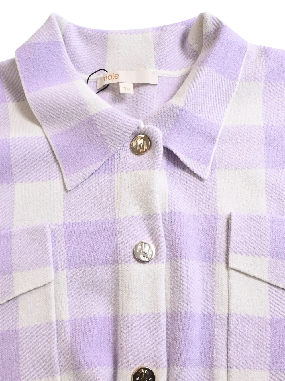 Pre-owned Maje Michael Checkered Flap-pocket Shirt Jacket In Purple