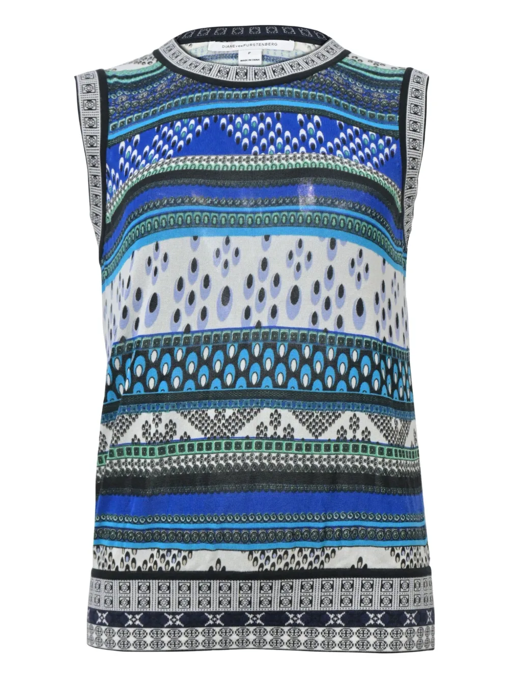 Pre-owned Diane Von Furstenberg Knitted-sleeveless Vest In Blue