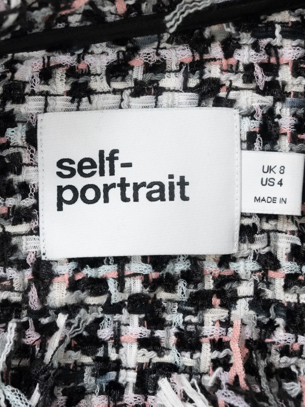 Pre-owned Self-portrait Fringed-bouclé Jacket In Black