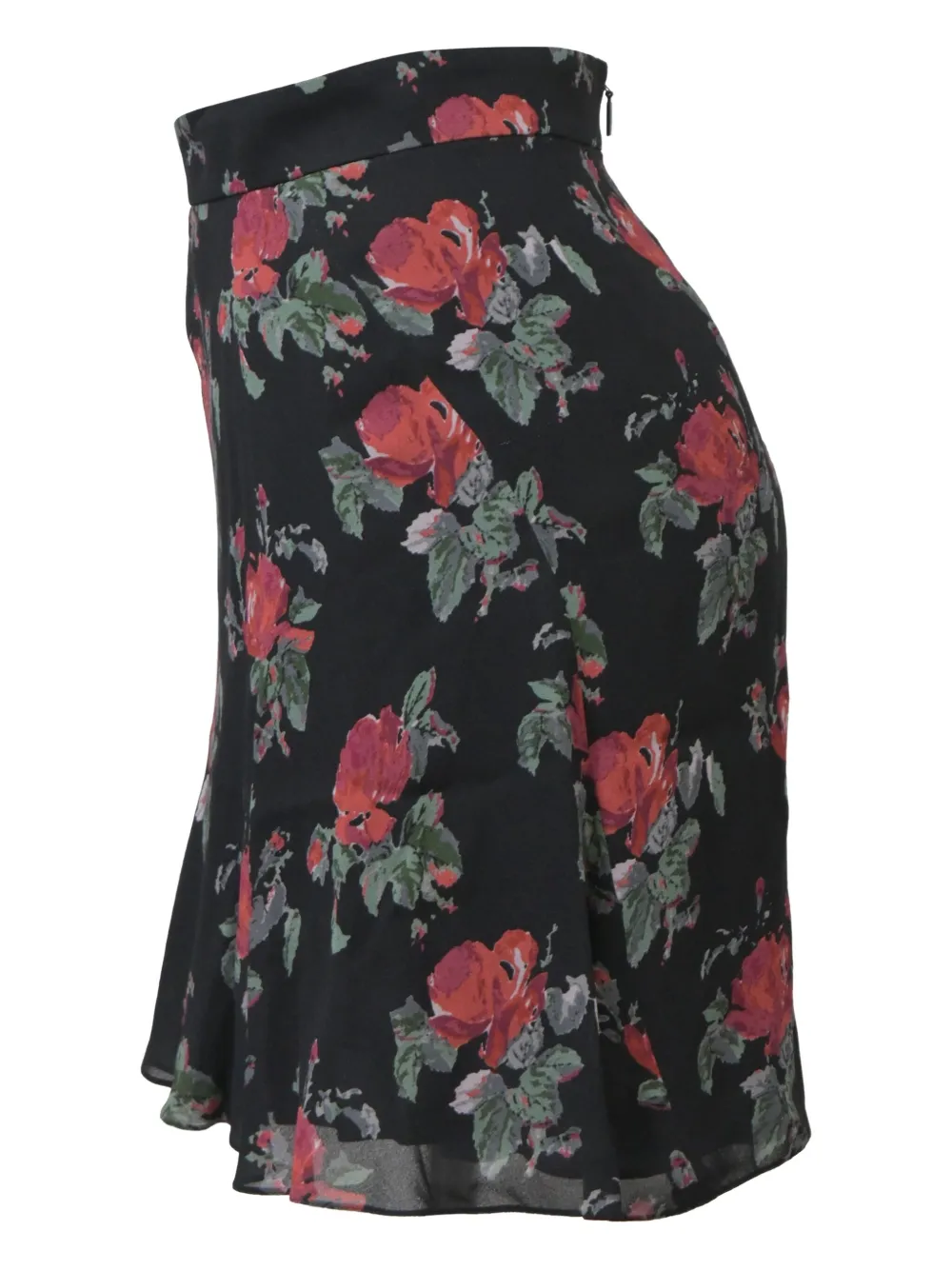 SAINT LAURENT Pre-owned Floral-print A-line Mini Skirt In Black