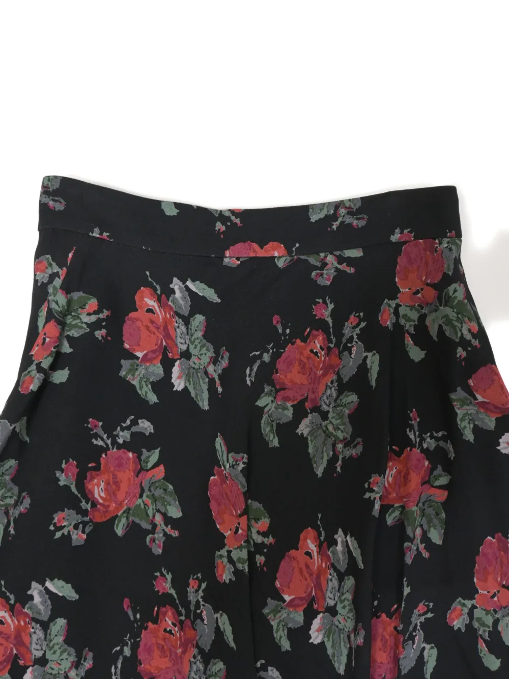 SAINT LAURENT Pre-owned Floral-print A-line Mini Skirt In Black