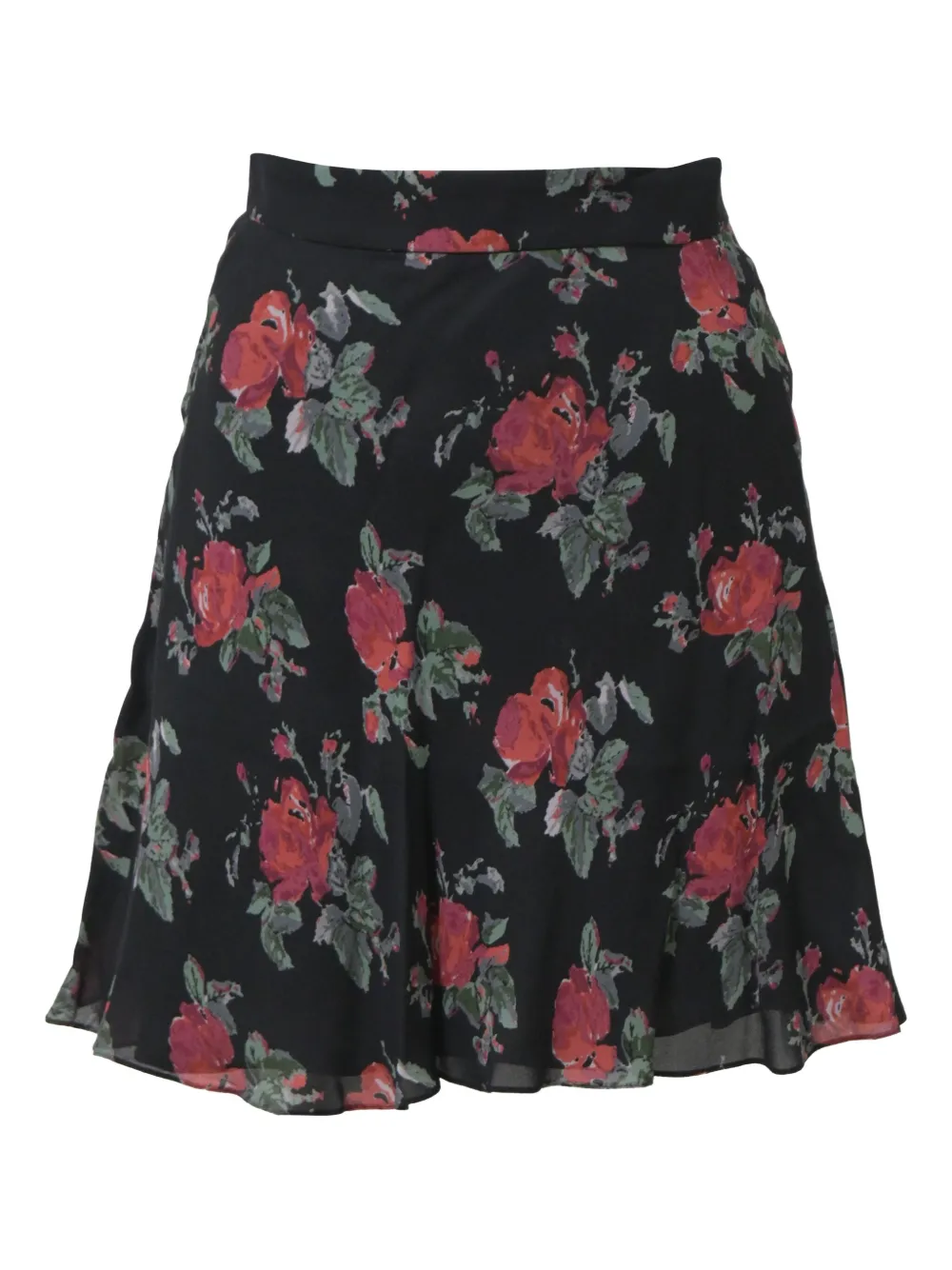 SAINT LAURENT Pre-owned Floral-print A-line Mini Skirt In Black