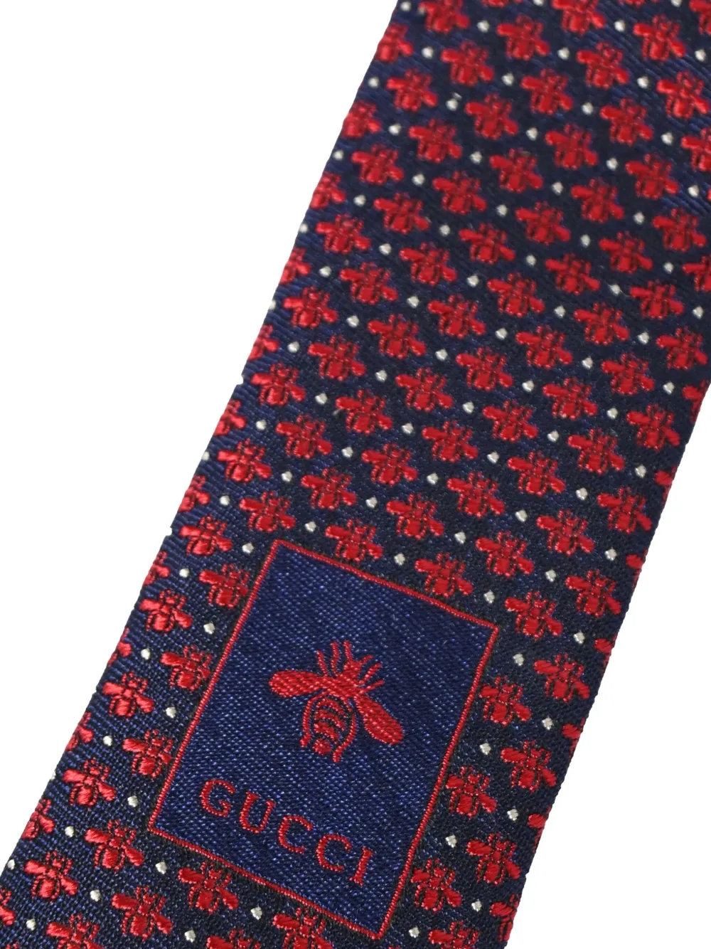 Pre-owned Gucci Bee Embroidered Tie In Blue