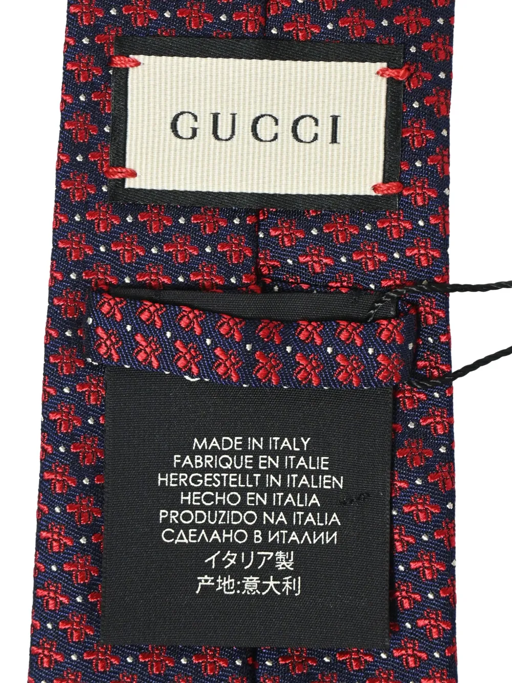 Pre-owned Gucci Bee Embroidered Tie In Blue