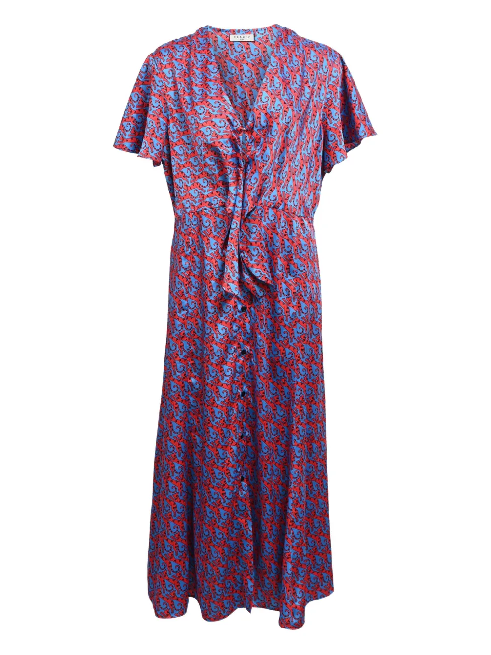 SANDRO printed buttoned midi dress | Red | Image 1