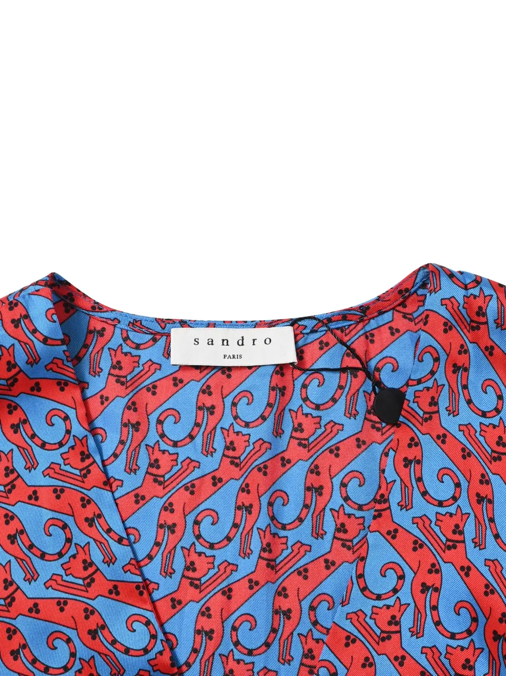 Pre-owned Sandro Printed Buttoned Midi Dress In Red