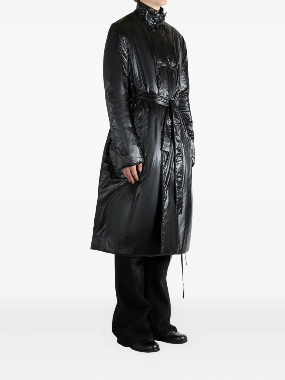 Sapio Ripstop Belted Coat In Black