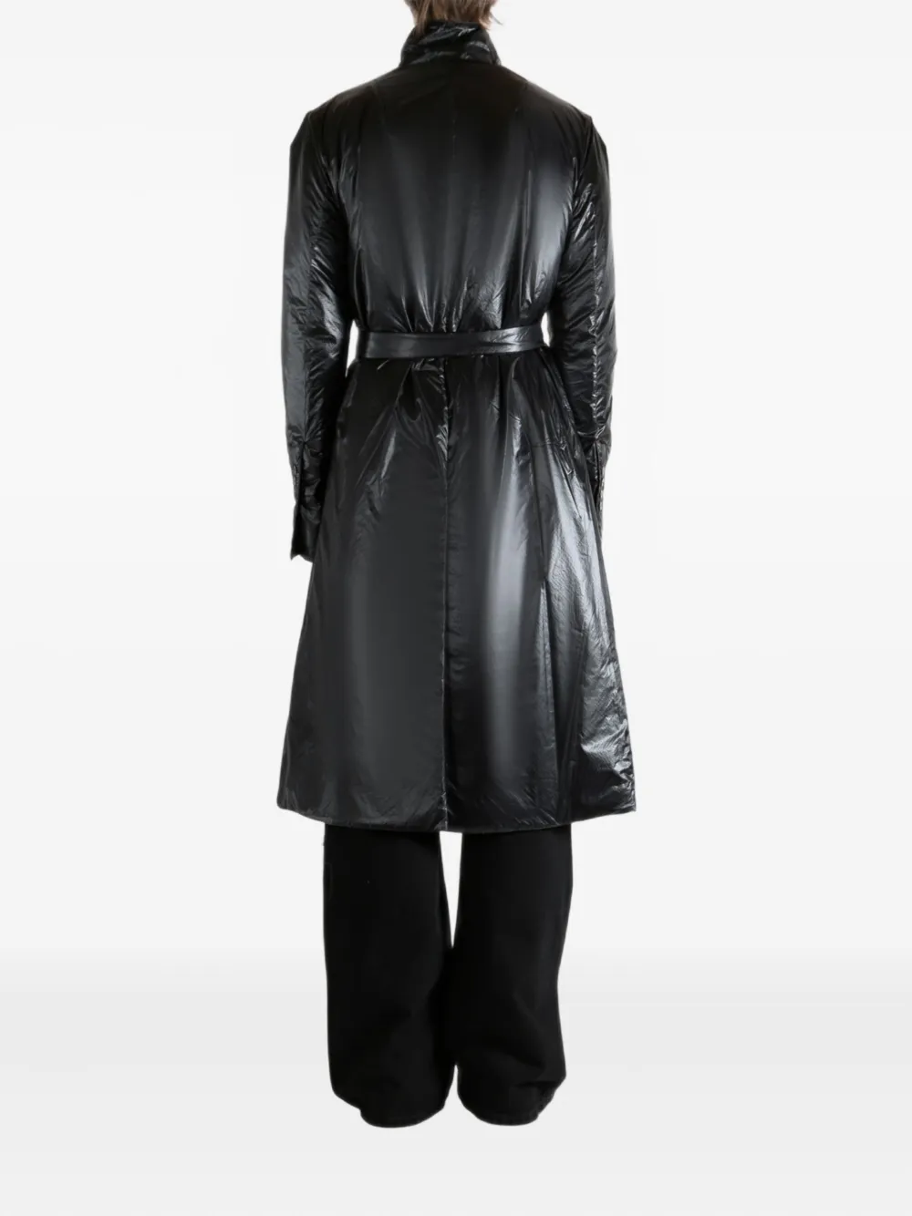 Sapio Ripstop Belted Coat In Black