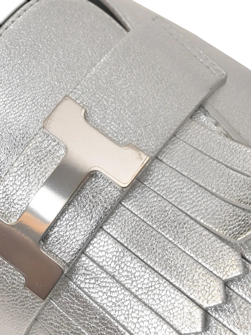 Pre-owned Hermes 30mm Rivoli Fringed Mules In Silver