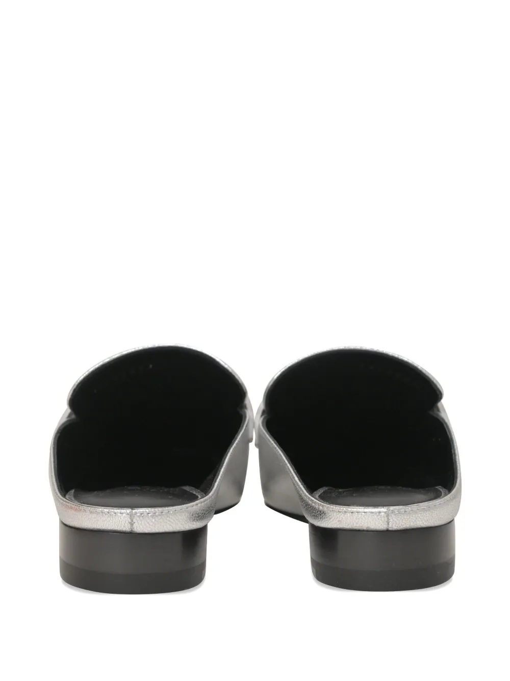 Pre-owned Hermes 30mm Rivoli Fringed Mules In Silver