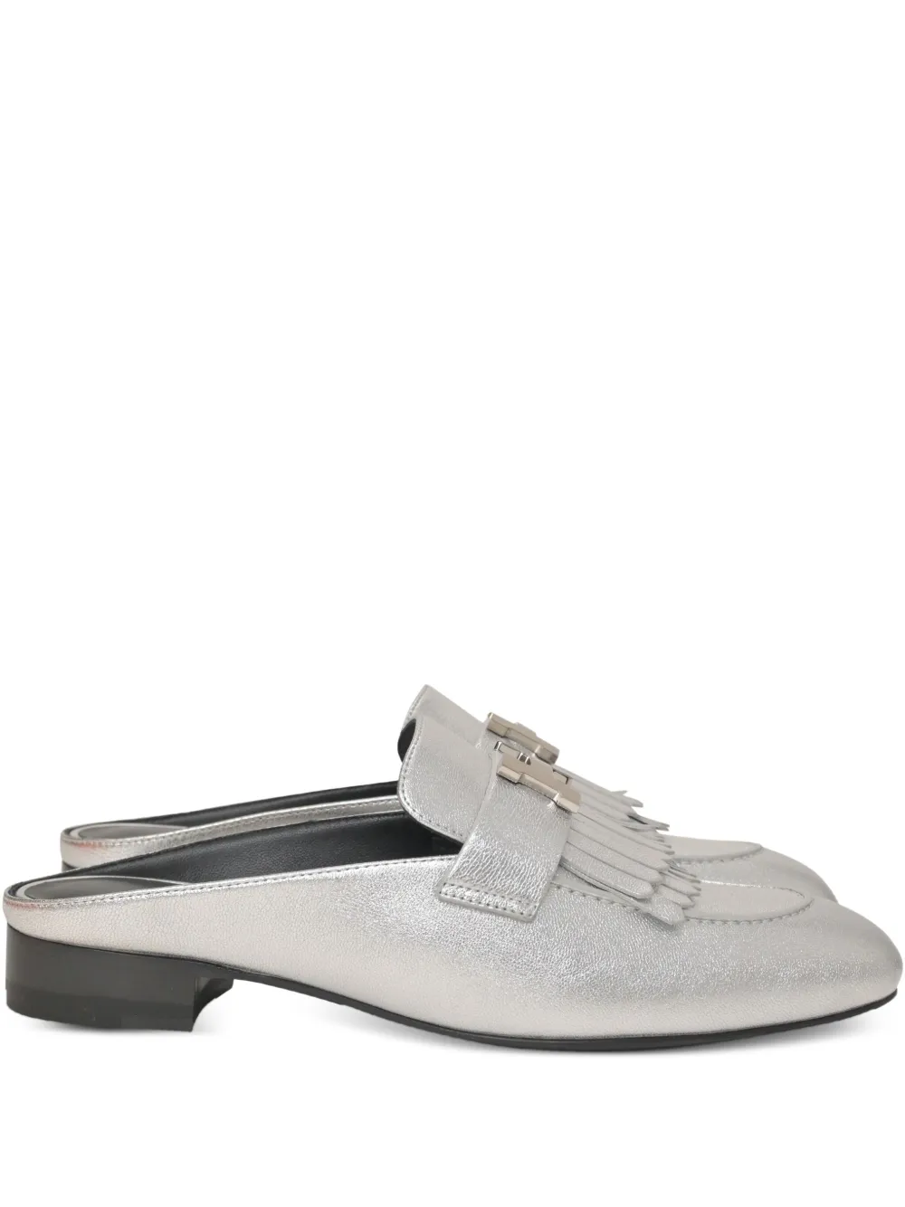 Hermès Pre-Owned 30mm Rivoli fringed mules | Silver | Image 1