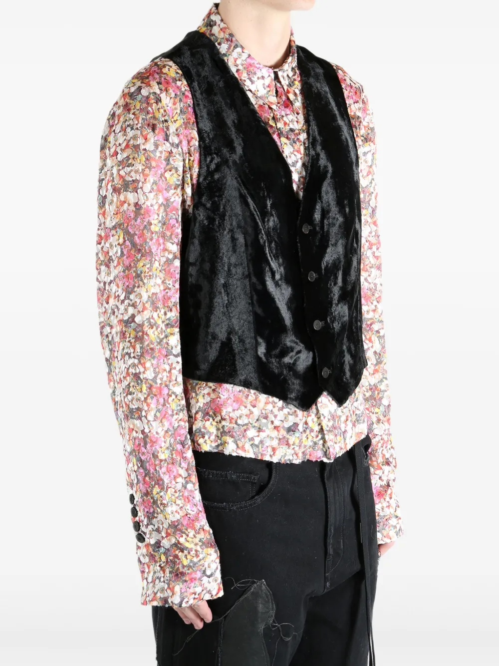 Sapio Cavallino Velvet Effect Gilet In Black