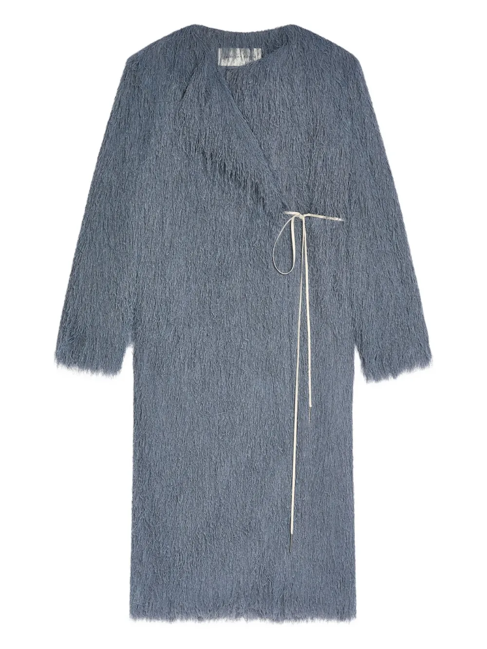 DRIES VAN NOTEN フリンジ ラップコート - グレー