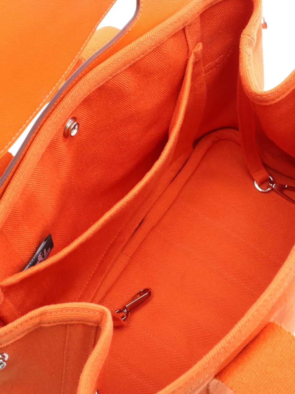 Pre-owned Hermes 2009 Toile And Swift Valparaiso Pm Handbag In Orange