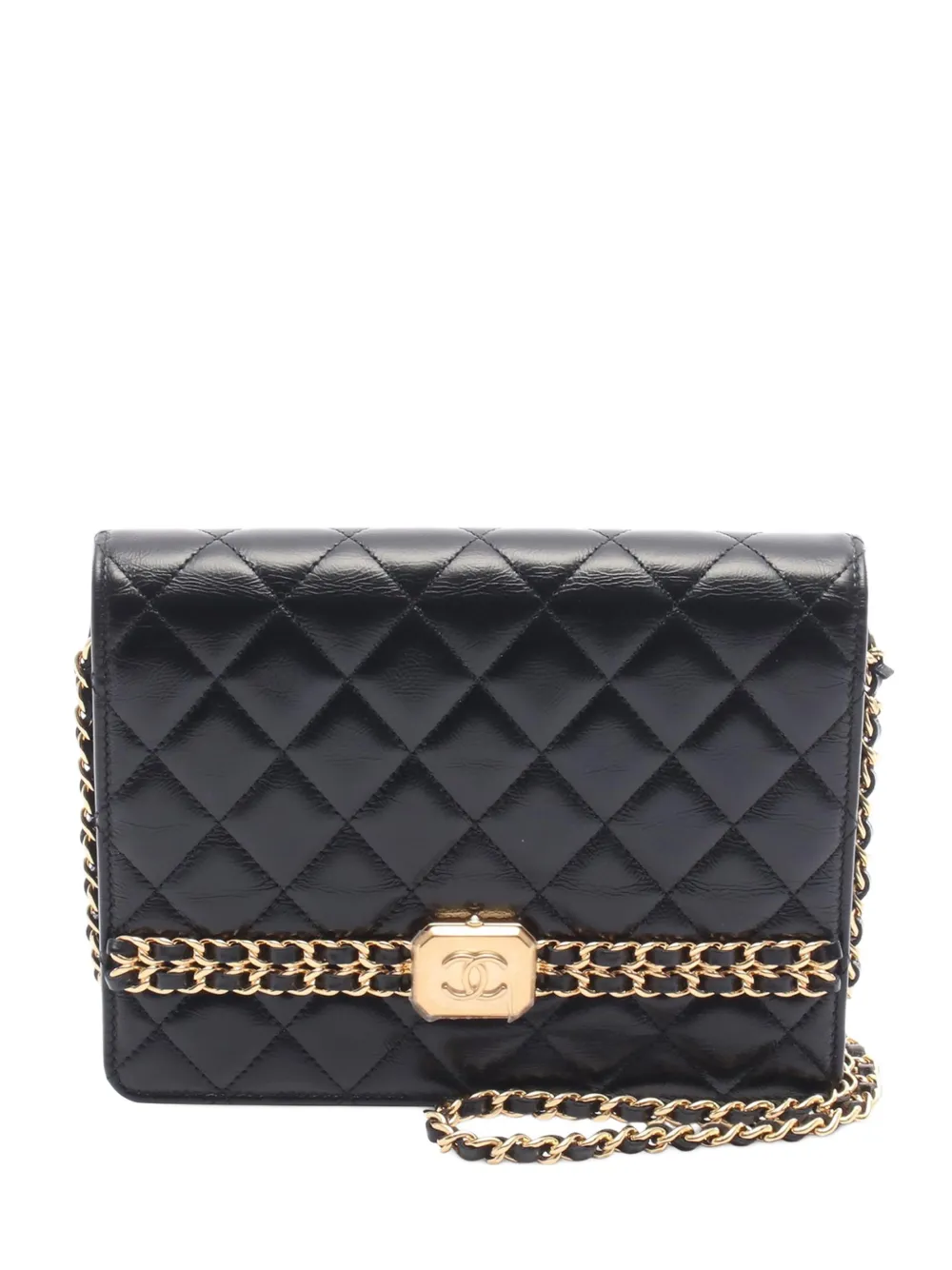 CHANEL Pre-Owned 2021-2025 gesteppte Clutch aus Kalbsleder mit Kettenriemen - Schwarz