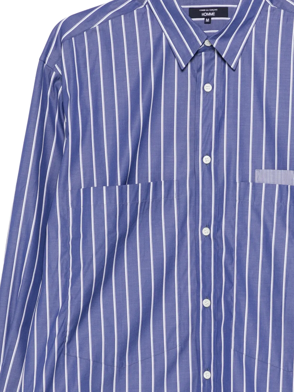 Comme des Garçons Homme Gestreept overhemd met borstzakken Blauw