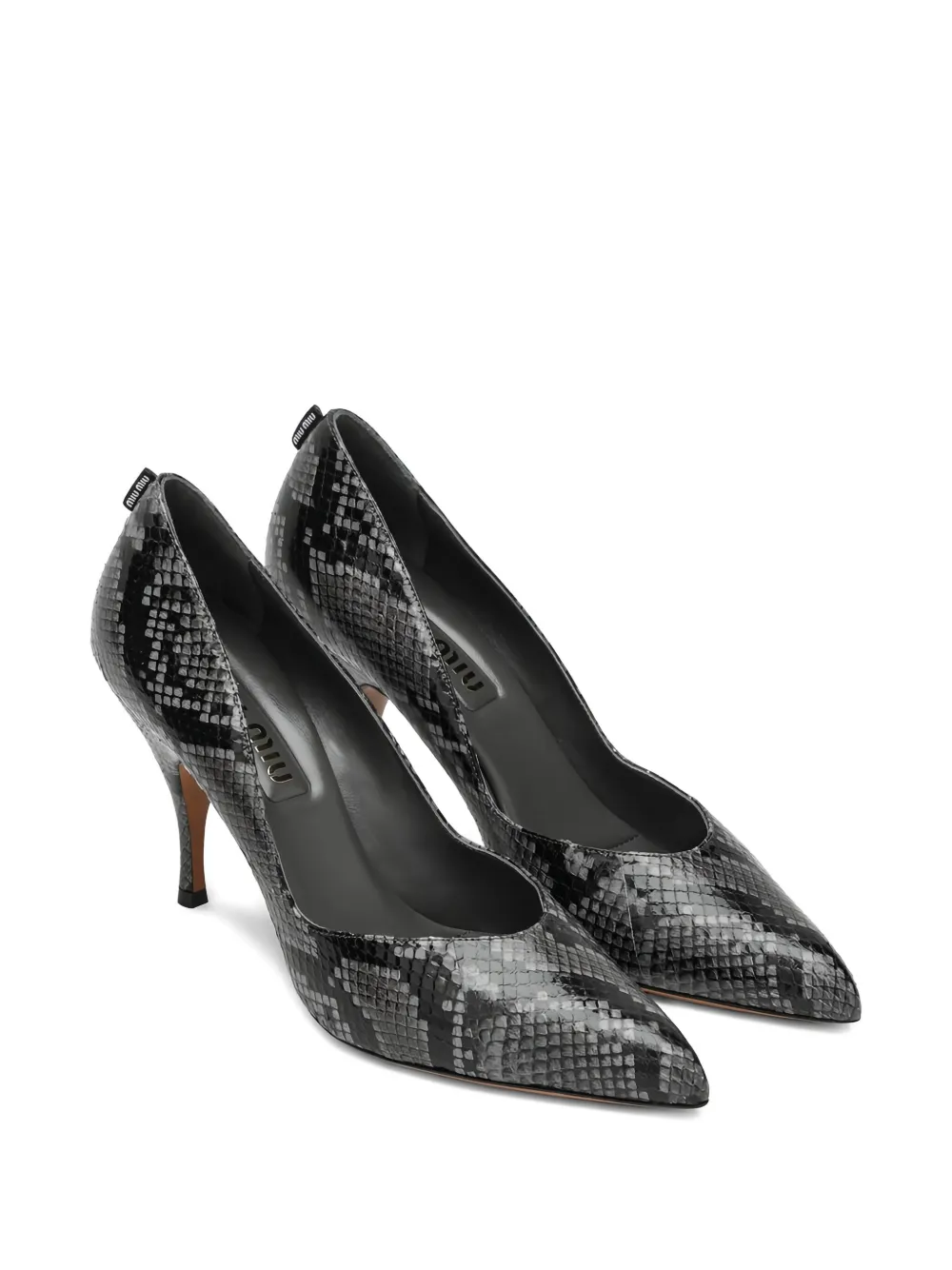 Miu 85 mm stiletto pumps van slangen-effect Grijs