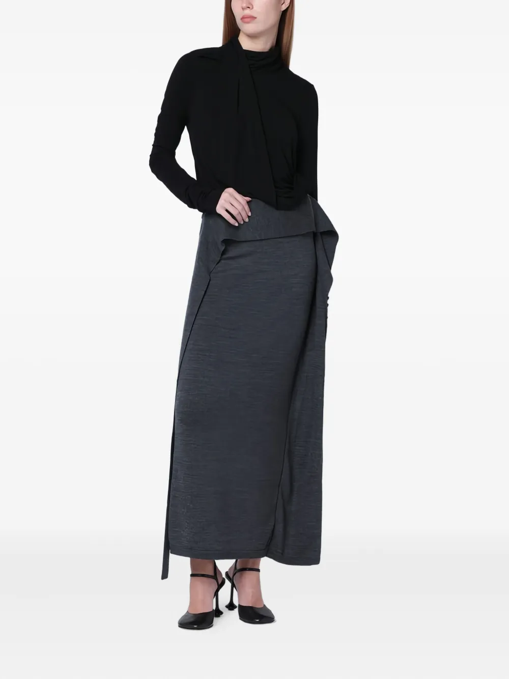 ENTIRE STUDIOS Blouse met gedrapeerde kraag - Zwart