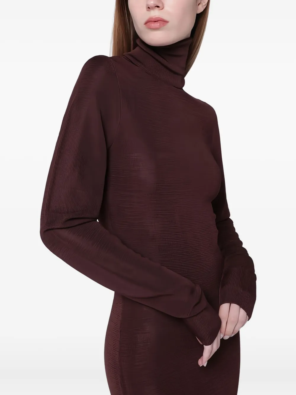  Entire Studios Roll-neck Midi Dress - Brown 