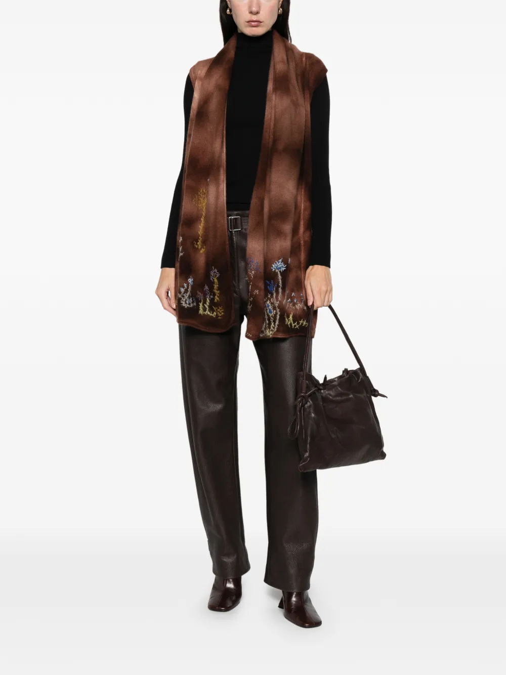 A.N.G.E.L.O. Vintage Upcycling Jas met borduurwerk - Bruin