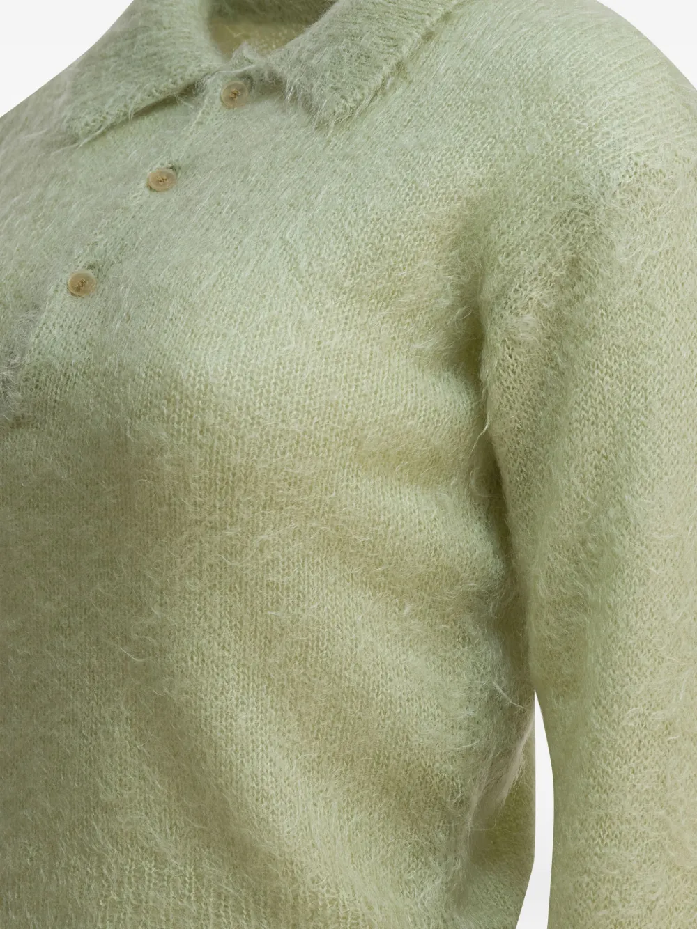  Auralee Brushed Wool Polo Sweater - Green 