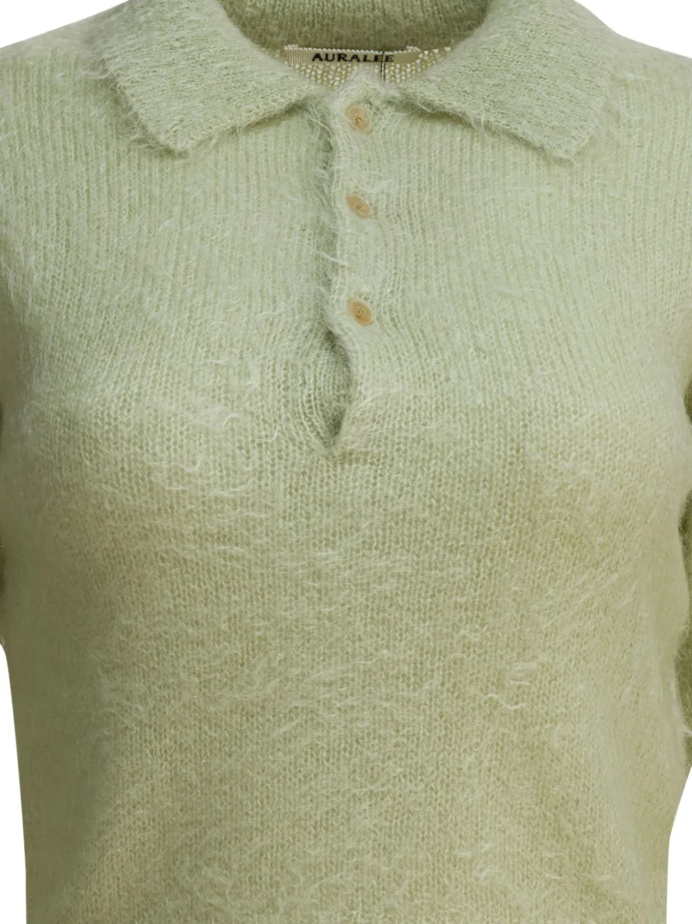  Auralee Brushed Wool Polo Sweater - Green 