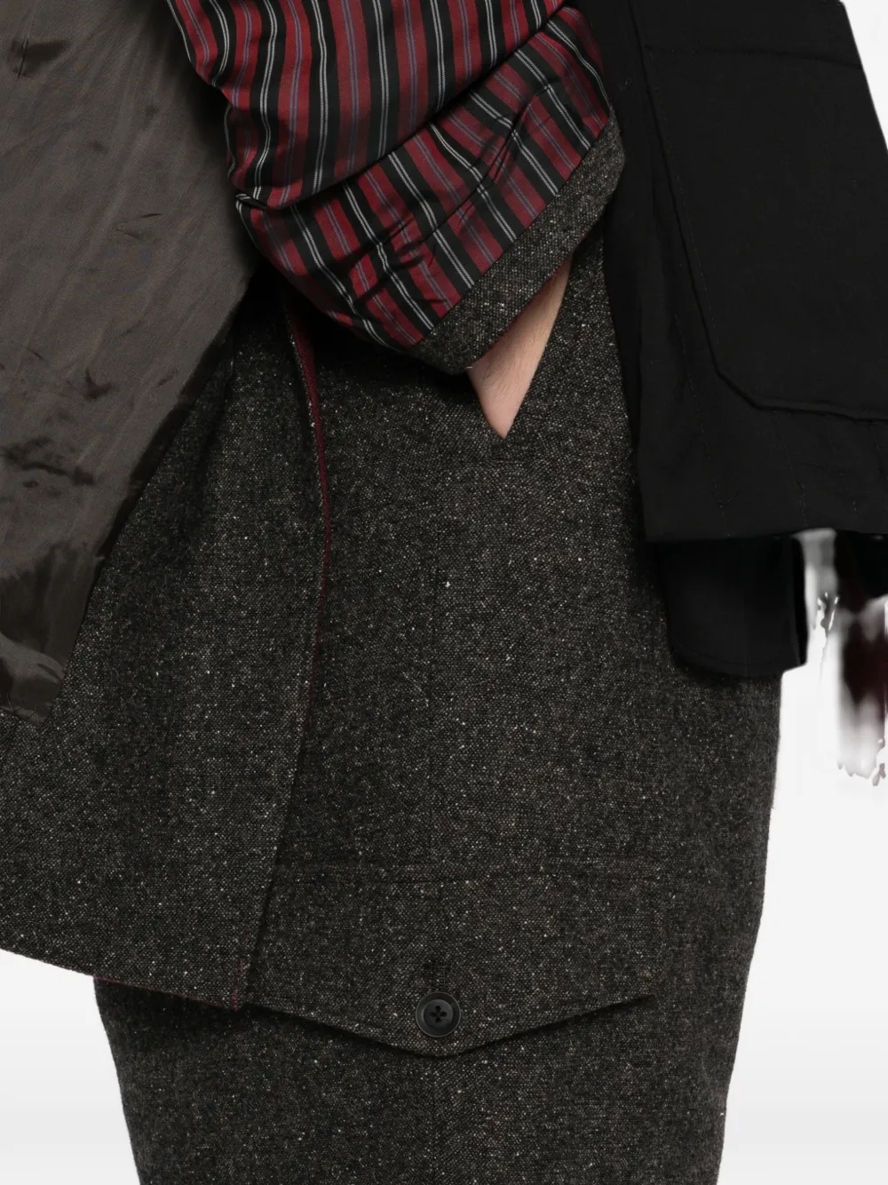 Yohji Yamamoto Tweed broek met zijzak Bruin