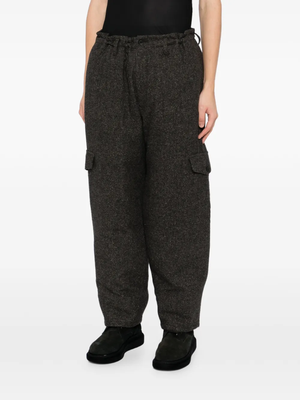 Yohji Yamamoto Tweed broek met zijzak Bruin