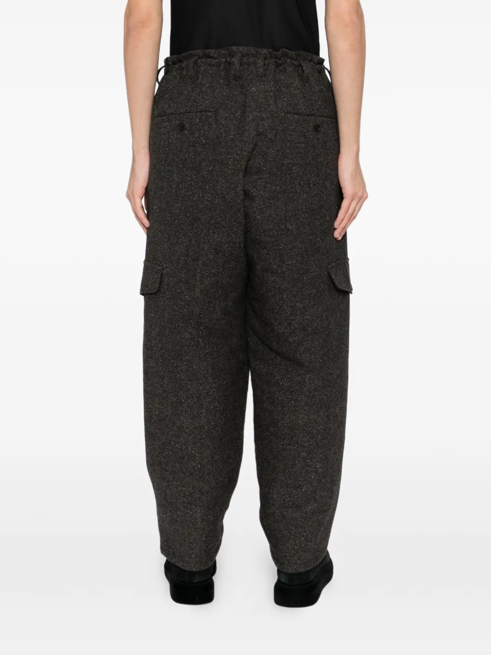 Yohji Yamamoto Tweed broek met zijzak Bruin