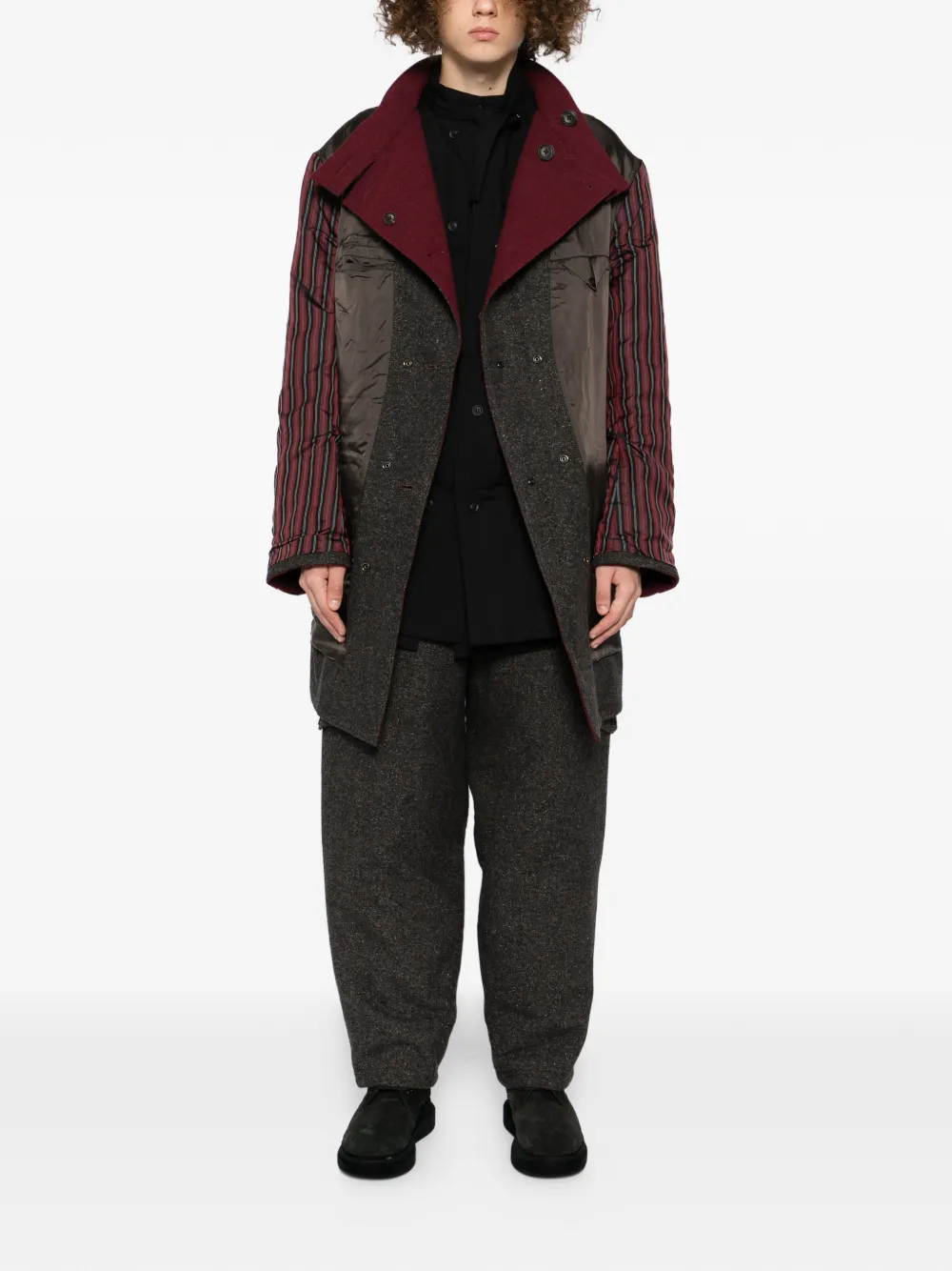 Yohji Yamamoto Tweed broek met zijzak - Bruin