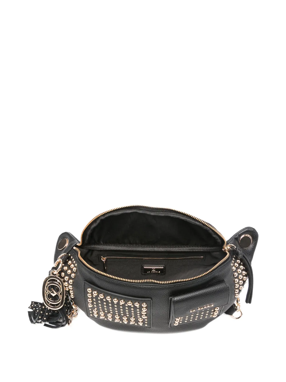 La Carrie Planets Studded Tassel Shoulder Bag In Black