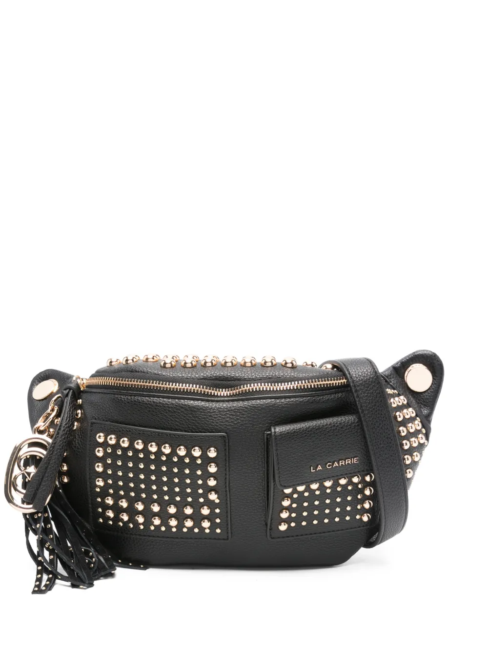 La Carrie Planets Studded Tassel Shoulder Bag In Black