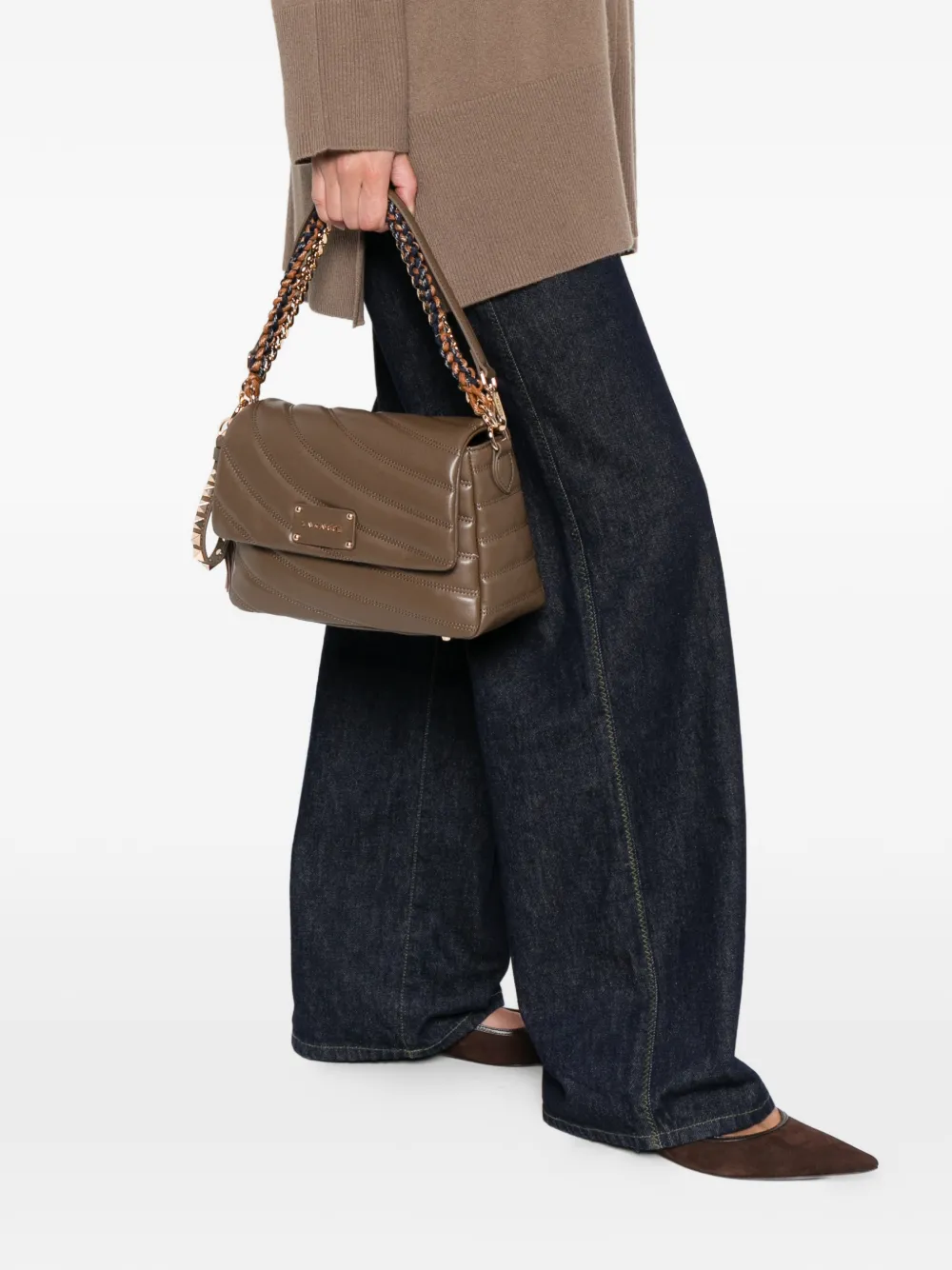 La Carrie Stephy quilted chain shoulder bag - Bruin